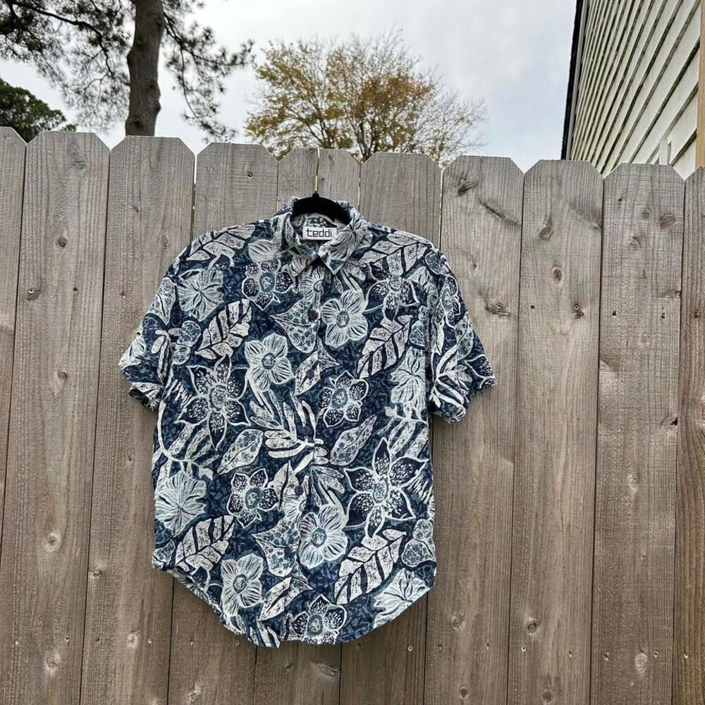 Vintage blue large teddi Hawaiian Summer‎